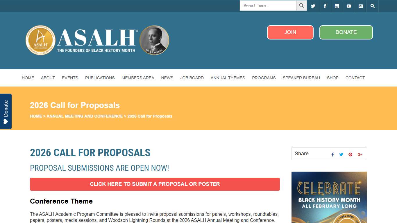 ASALH - The Founders of Black History Month | 2026 Call for Proposals